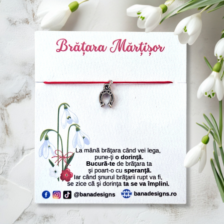 Bratari Martisor - Bratara norocoasa Martisor cu potcoava, cu snur ajustabil