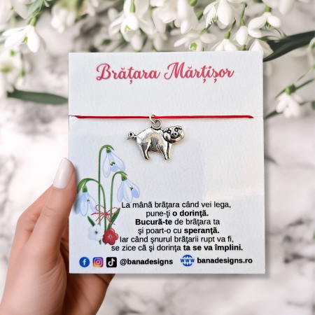 Bratari Martisor - Bratara norocoasa Martisor cu purcel, porcusor, cu snur ajustabil