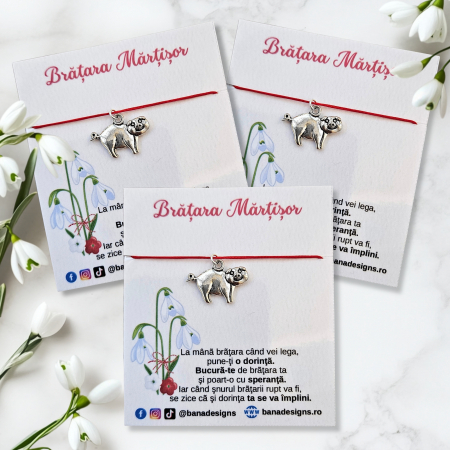 Bratara norocoasa Martisor cu purcel, porcusor, cu snur ajustabil [1]