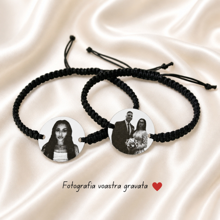 Brățară personalizată cu fotografie gravată pe bănuț din inox 304, șnur reglabil. Cadou elegant, premium și plin de semnificație. [3]