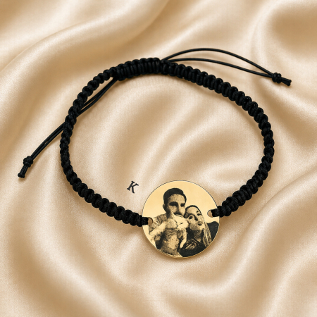 Brățară personalizată cu fotografie gravată pe bănuț din inox 304, șnur reglabil. Cadou elegant, premium și plin de semnificație. [4]