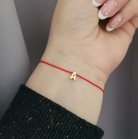 Bratara personalizata cu initiala placata cu aur, snur special ajustabil [13]