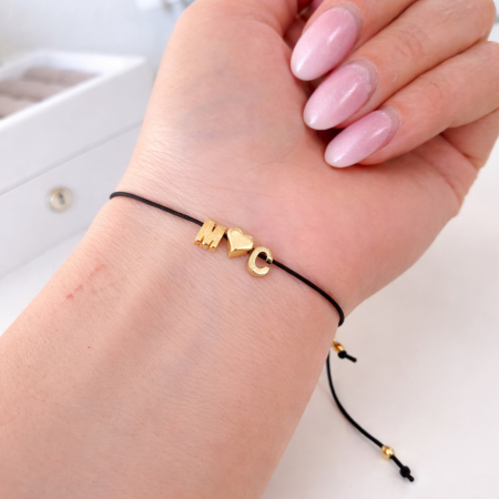 Bratara personalizata cu initiala placata cu aur, snur special ajustabil [13]