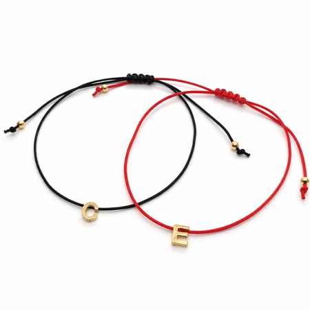 Bratara personalizata cu initiala placata cu aur, snur special ajustabil [3]