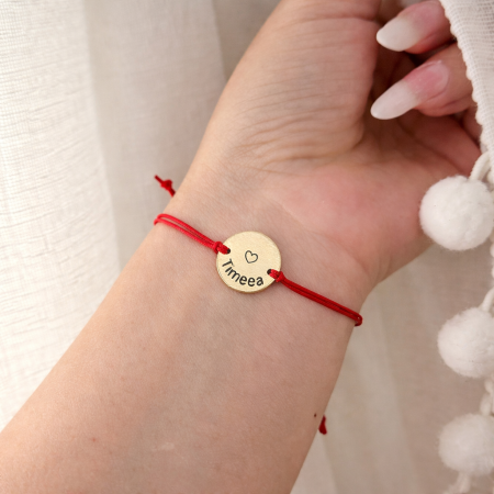 Brățară Personalizată cu Nume Gravat pe Bănuț Placat cu Aur