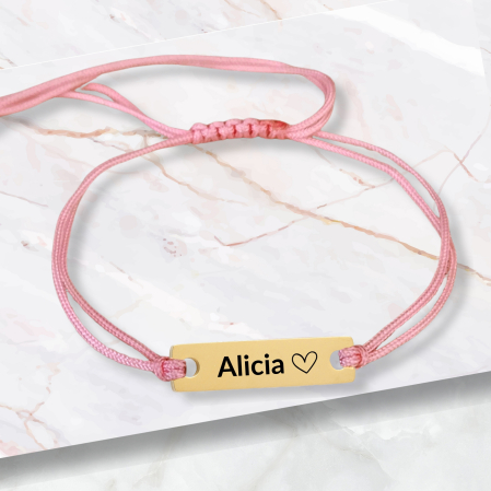 Bratari Martisor - Brățară personalizată cu nume gravat pe plăcuță aurie din inox