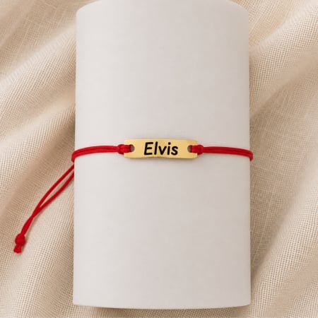 Colectii - Brățară personalizată cu nume gravat pe plăcuță aurie din inox