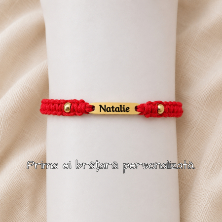 Brățară Personalizată cu Nume, Inox Auriu Waterproof, bilute pentru bebelusi [3]