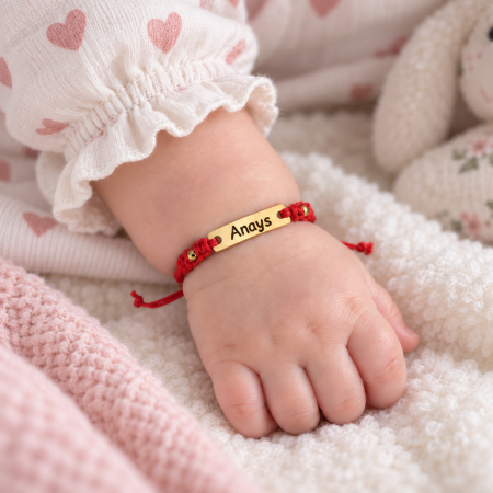 Cadouri - Brățară Personalizată cu Nume, Inox Auriu Waterproof, bilute pentru bebelusi