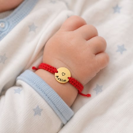 Bratari - Brățară Personalizată cu Nume, Banut Inox Auriu Waterproof, pentru copii