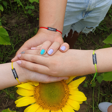 Brățări pentru EL - Bratara personalizata cu nume si simbol, bratara neagra cu snur ajustabil