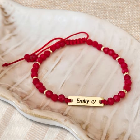 Toate Bratarile - Bratara placata cu aur de 18K personalizata cu nume, cristale negre