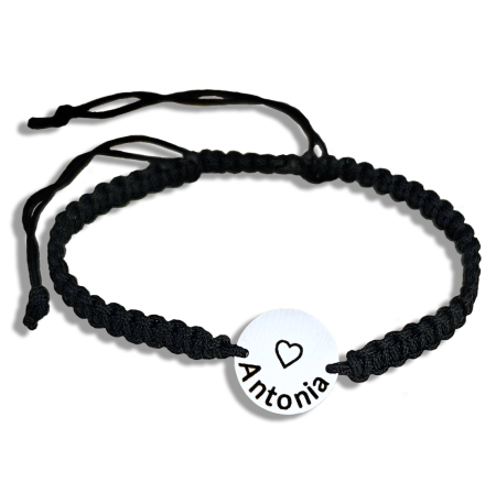 Brățară personalizată cu nume și inimioară gravate pe bănuț din inox [3]