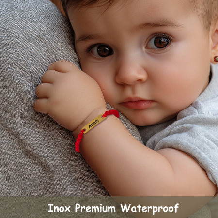 Brățară personalizată pentru copii din inox waterproof, gravată cu nume și decorată cu cristale. Cadou elegant pentru botez, naștere sau aniversare. [1]