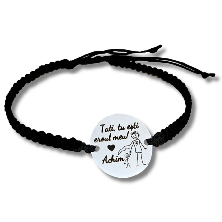 Brățară personalizată cu fotografie gravată pe bănuț din inox 304, șnur reglabil. Cadou elegant, premium și plin de semnificație. [2]