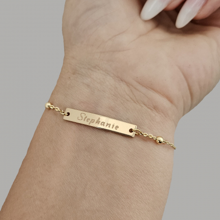Bratari pentru EA - Bratara placata cu aur, cu placuta personalizata cu nume