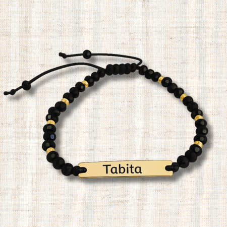 Bratara placata cu aur de 18K personalizata cu nume, cristale negre [4]