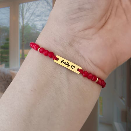 Bratara placata cu aur de 18K personalizata cu nume, cristale negre [1]