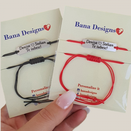 Bratari personalizate pentru cuplu cu nume si te iubesc, gravate pe placuta din aluminiu, ajustabile [3]