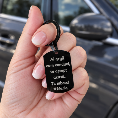 Brelocuri - Breloc gravat „Break My Bed, Not My Heart” din oțel inoxidabil, cadou amuzant pentru iubit sau iubită