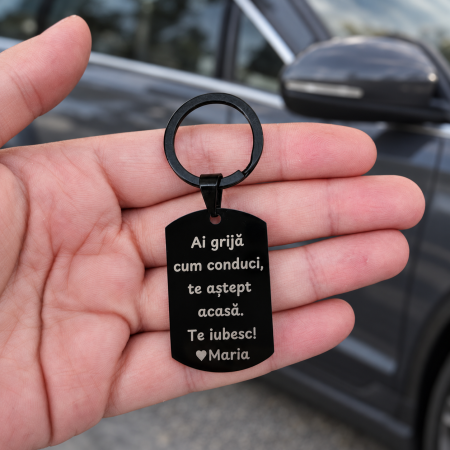 Breloc gravat „Break My Bed, Not My Heart” din oțel inoxidabil, cadou amuzant pentru iubit sau iubită [1]