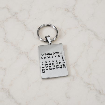 Breloc Personalizat cu Calendar, Data Voastră Specială Gravata în Inox [4]