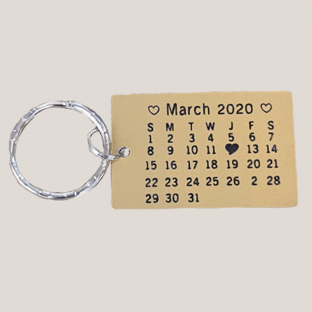 Breloc personalizat cu calendar, Save the Date, auriu [2]