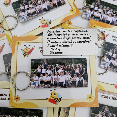 Brelocuri - Breloc personalizat cuBreloc personalizat cu fotografie pe fata si mesaj pe spate