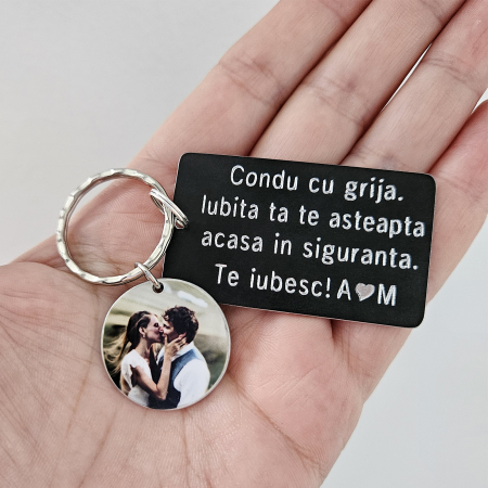 Brelocuri - Breloc cu fotografie si mesaj tau personalizat