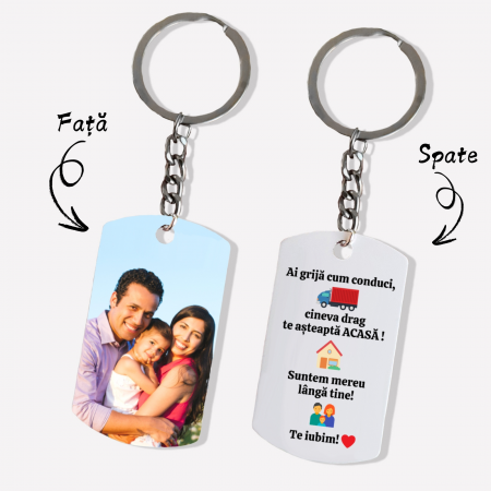 Breloc personalizat cu fotografie pe fata si mesaj pe spate, cadou pentru familie, pentru sot [4]