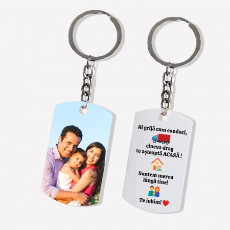 Breloc personalizat cu fotografie pe fata si mesaj pe spate, cadou pentru familie, pentru sot [1]