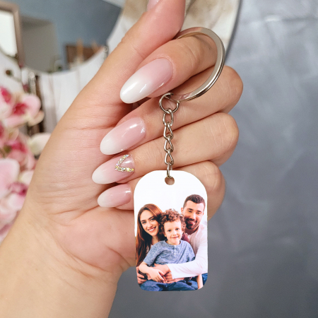 Breloc personalizat cu fotografie pe fata si mesaj pe spate, cadou pentru familie, pentru sot [2]