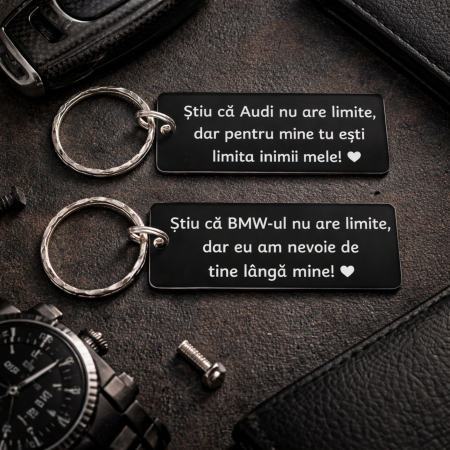 Brelocuri - Breloc personalizat cu mesaj de dragoste pentru iubit, gravat pe plăcuță din aluminiu negru