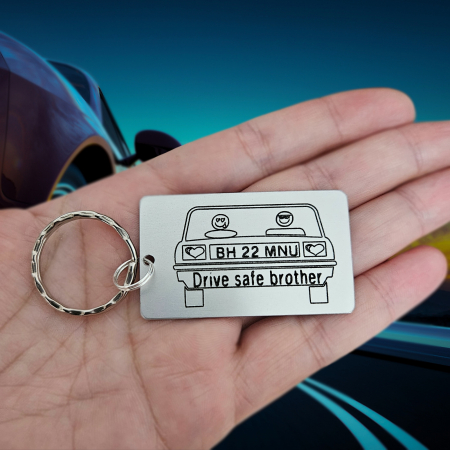 Breloc personalizat, cu numar de masina si nume, cadou pentru cuplu