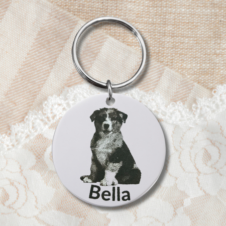 Breloc Personalizat cu Poză Animal de Companie, Breloc Inox Gravat Cățel Pisică [3]