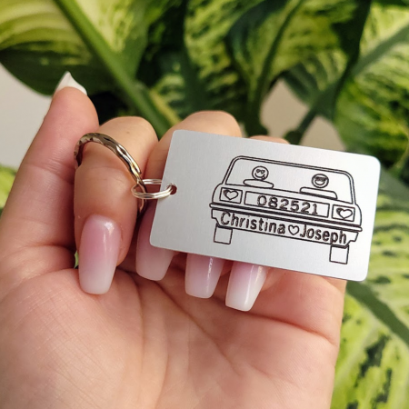 Breloc personalizat, cu numar de masina si nume, cadou pentru cuplu [6]
