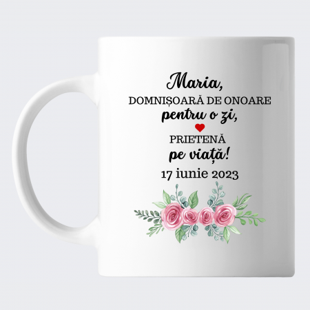 Cana personalizata cadou pentru Domnisoara de onoare, blonda si bruneta, cu mesaj [2]