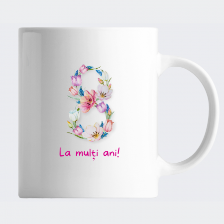 Cana 8 martie personalizata cu 1 fotografie si flori [2]