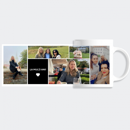 Cani Personalizate - Cana personalizată cu 5 fotografii și mesaj "La mulți ani" - Cadoul perfect pentru orice ocazie