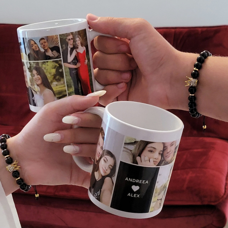 Cana personalizată cu 5 fotografii și text - Cadoul perfect pentru cuplu [1]