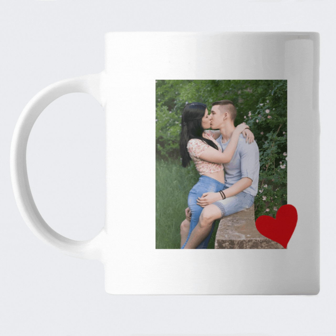 Cani Personalizate - Cana personalizata cu fotografie inimiora si mesaj de dragoste pentru cuplu