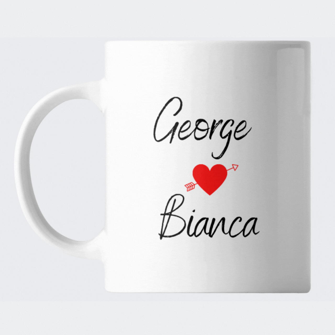 Cani Personalizate - Cana personalizata pentru cuplu, cu nume si inimioara