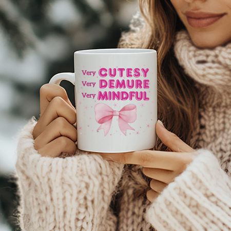 Cadouri pentru Cuplu - Cana personalizata cu Very Cutesy, Very Demure, Very Mindful