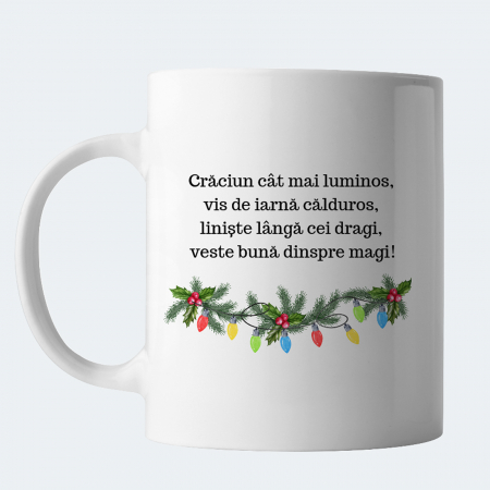 Cana Craciun personalizata cu nume si urare de sarbatori, Craciun Fericit, cu ren [2]