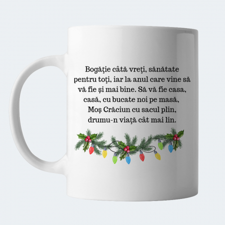 Cana Craciun personalizata cu nume si urare de sarbatori, Craciun Fericit, cu soricel si brad de Craciun [5]