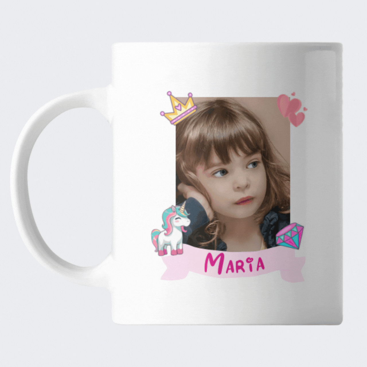 Cani Personalizate - Cana personalizata pentru fetita, cu fotografie, nume si design unicorn