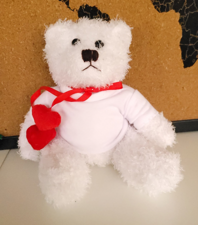 Ursulet alb din plus, cu tricou personalizat. [4]