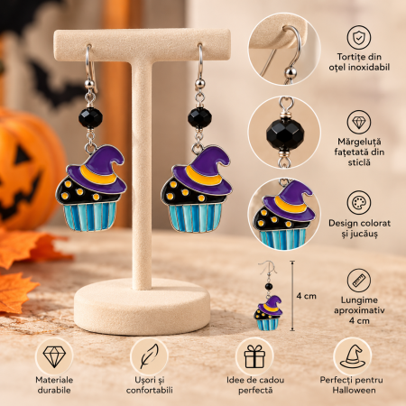 Cercei Halloween cu palarie de vrajitoare [4]