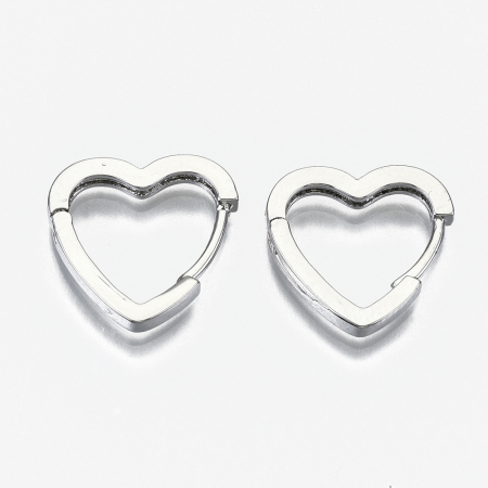 Cercei Huggie Inimioara cu cristale Cubic Zirconia, placati cu platina [2]