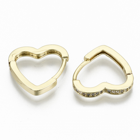 Cercei Huggie Inimioara cu cristale Cubic Zirconia, placati cu aur de 16K [4]